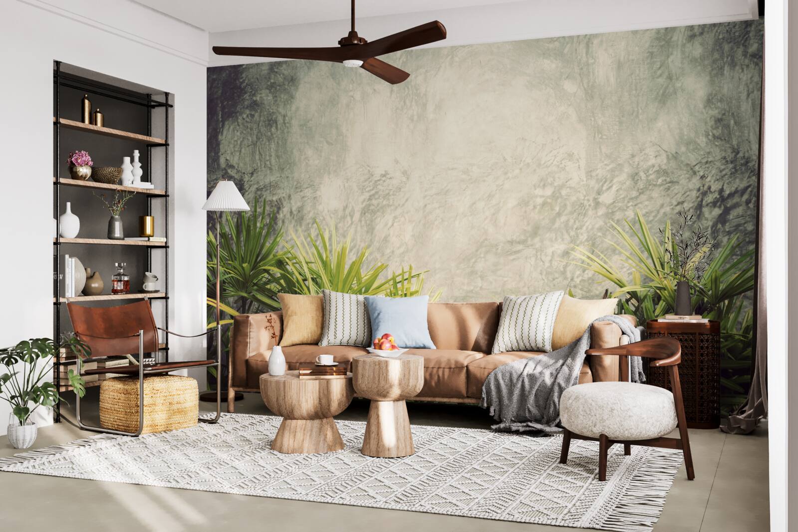 Fotobehang een mistige deken omhult de groene planten in de jungle