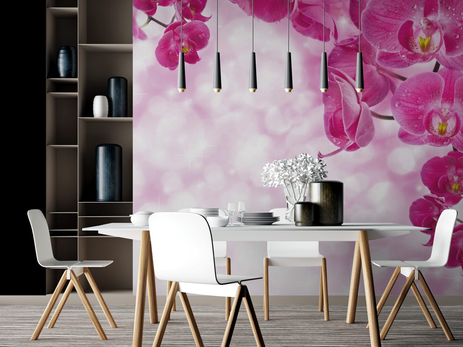 Fotobehang orchidee met een delicate lila tint