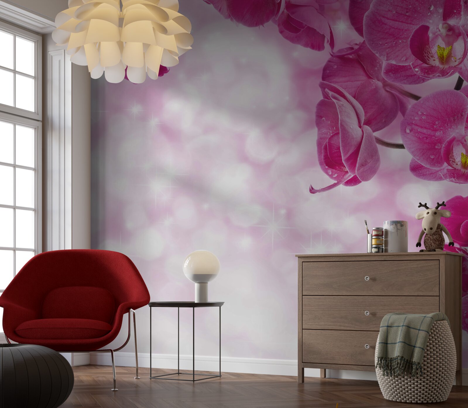 Fotobehang orchidee met een delicate lila tint