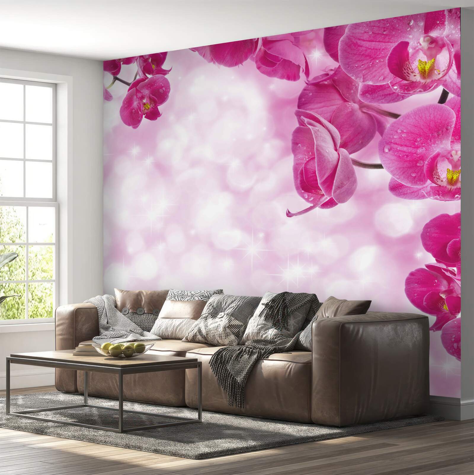 Fotobehang orchidee met een delicate lila tint