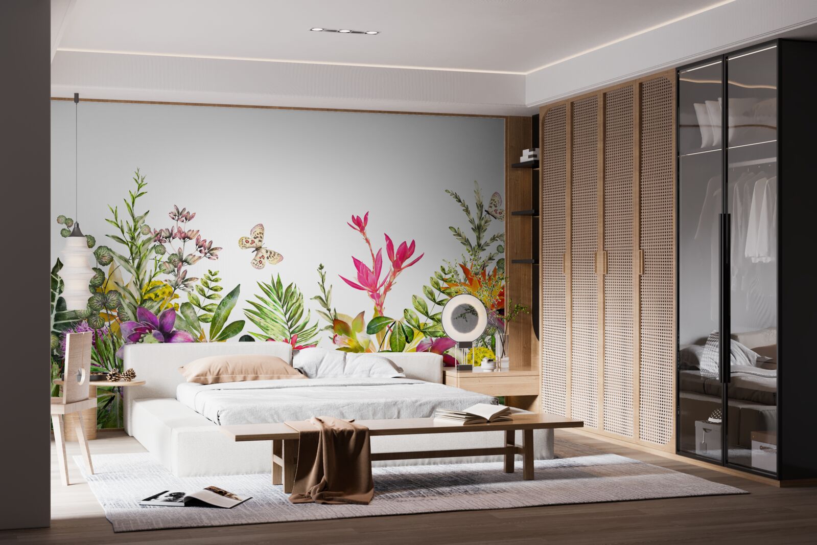 Fotobehang tropische planten met felle zomerkleuren