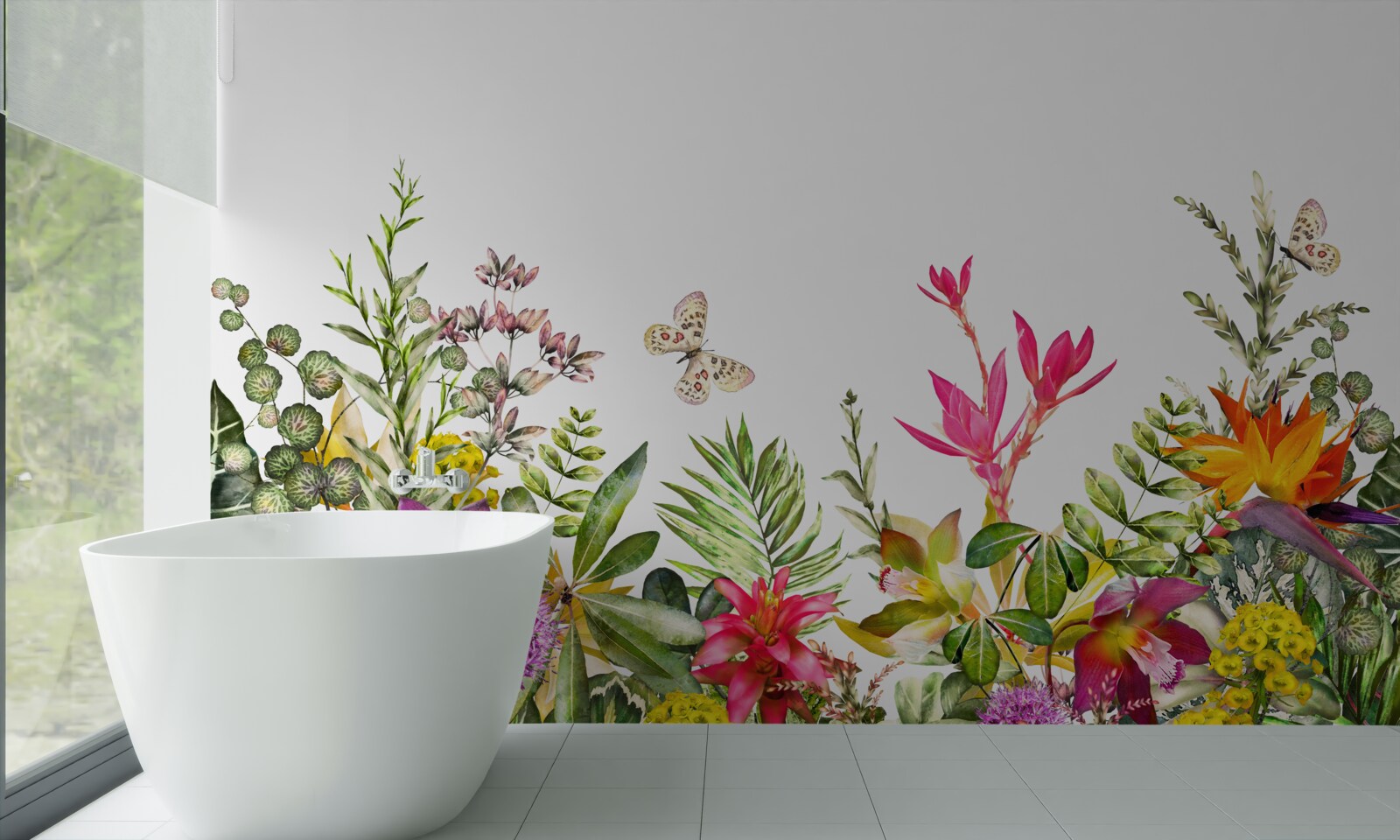 Fotobehang tropische planten met felle zomerkleuren