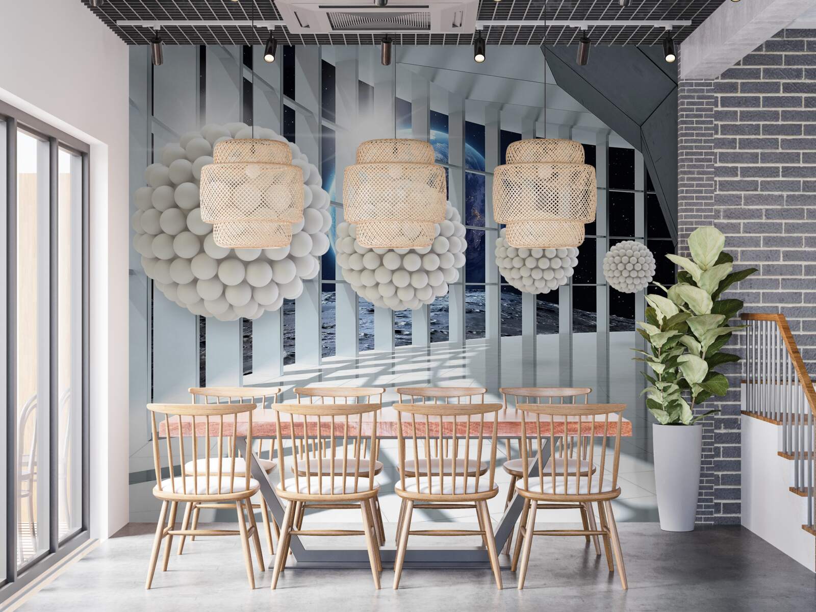 Fotobehang kogels die in de nachtelijke doorgang zweven