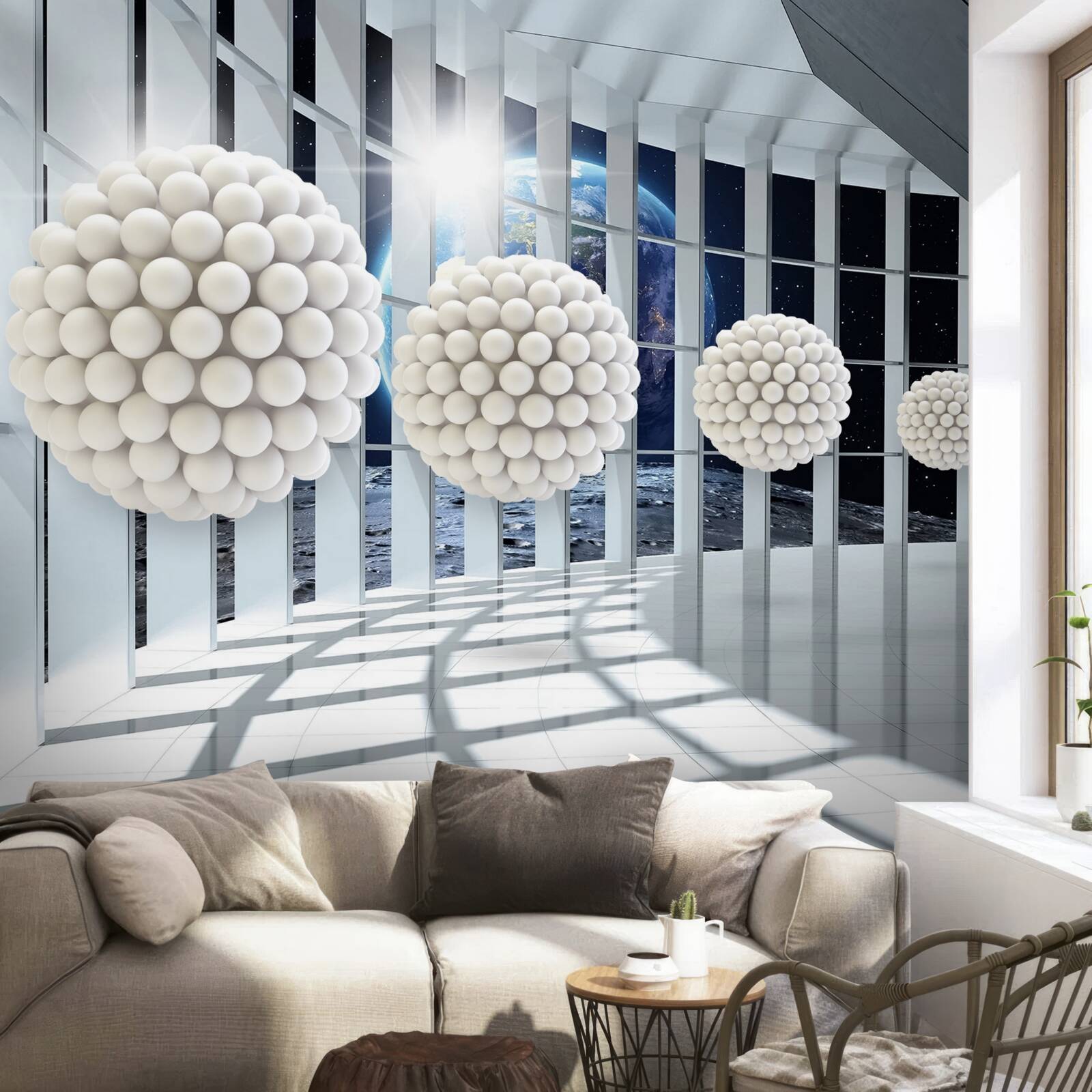 Fotobehang kogels die in de nachtelijke doorgang zweven