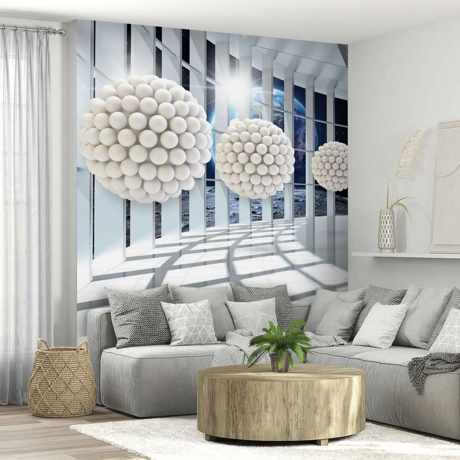 Fotobehang kogels die in de nachtelijke doorgang zweven