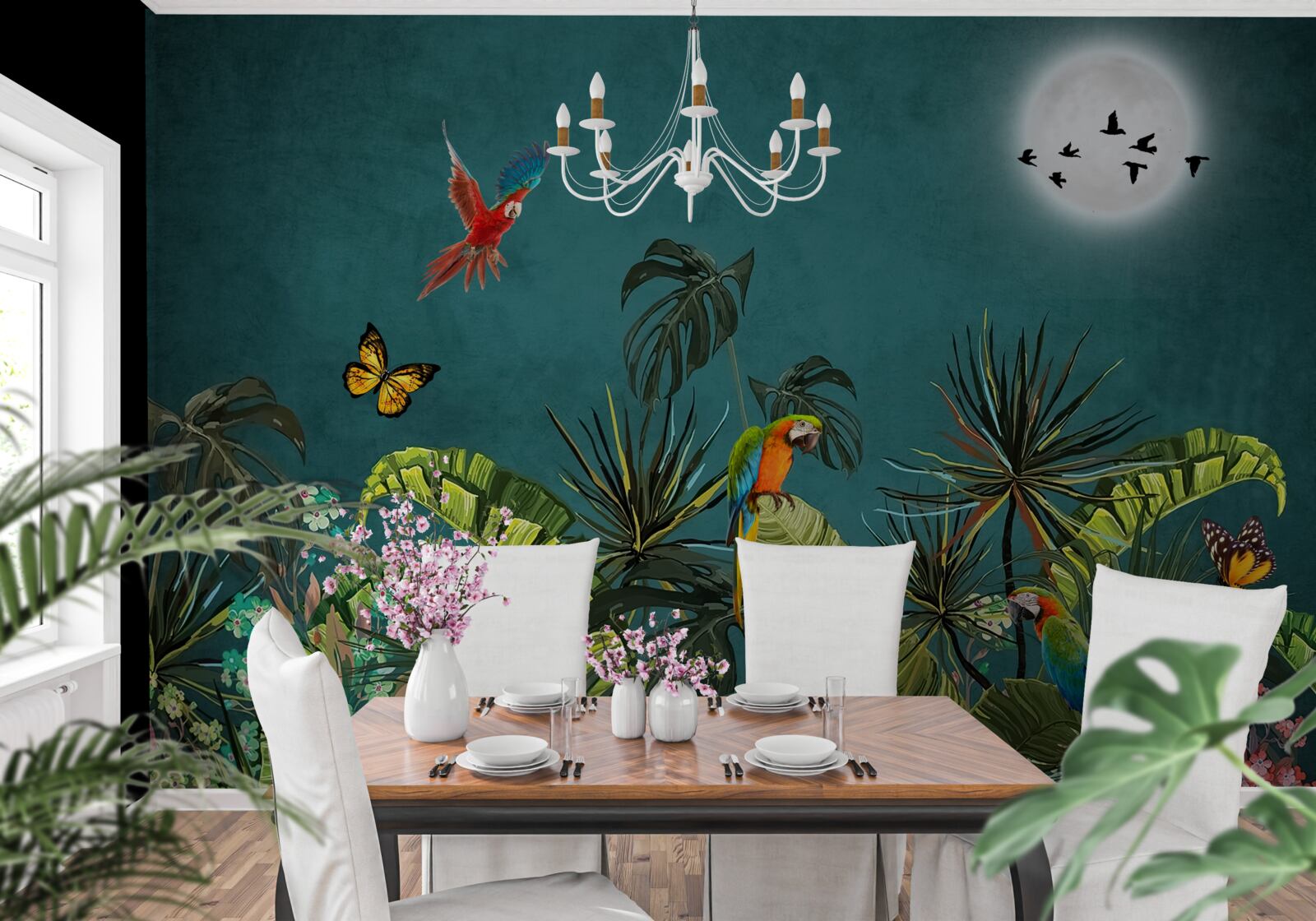 Fotobehang tropisch woud onder de dekking van de duisternis