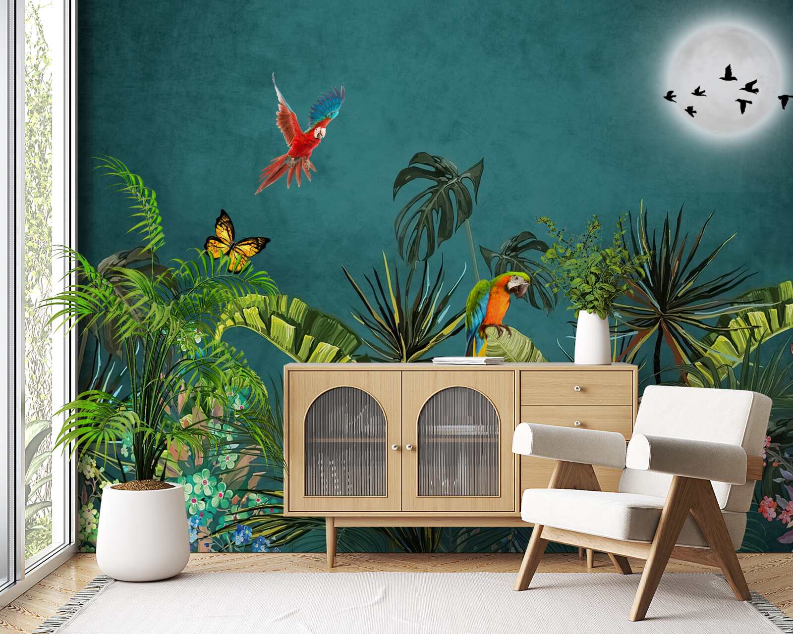 Fotobehang tropisch woud onder de dekking van de duisternis