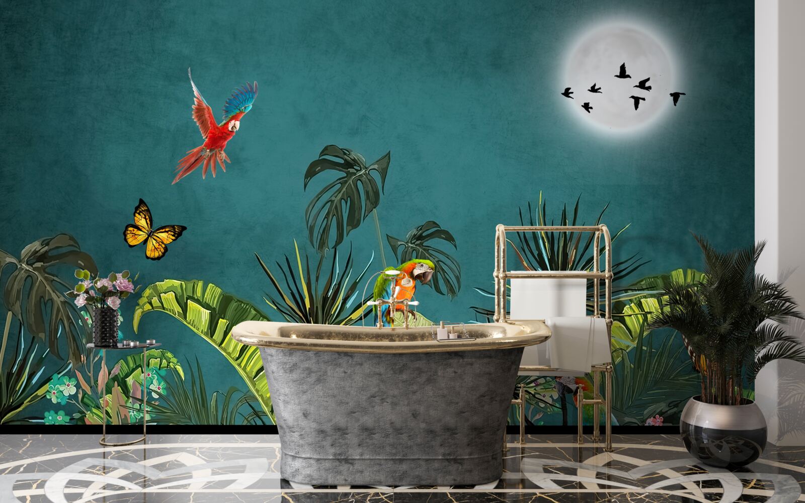 Fotobehang tropisch woud onder de dekking van de duisternis