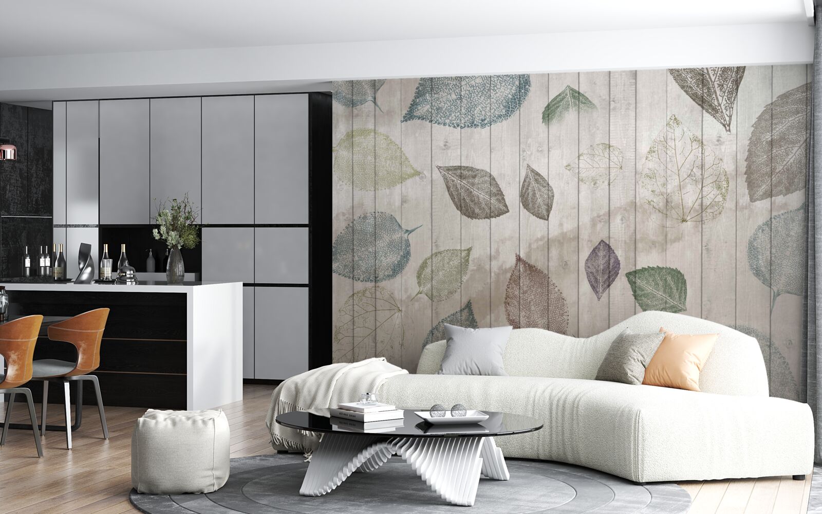 Fotobehang aquarel sporen van de herfst