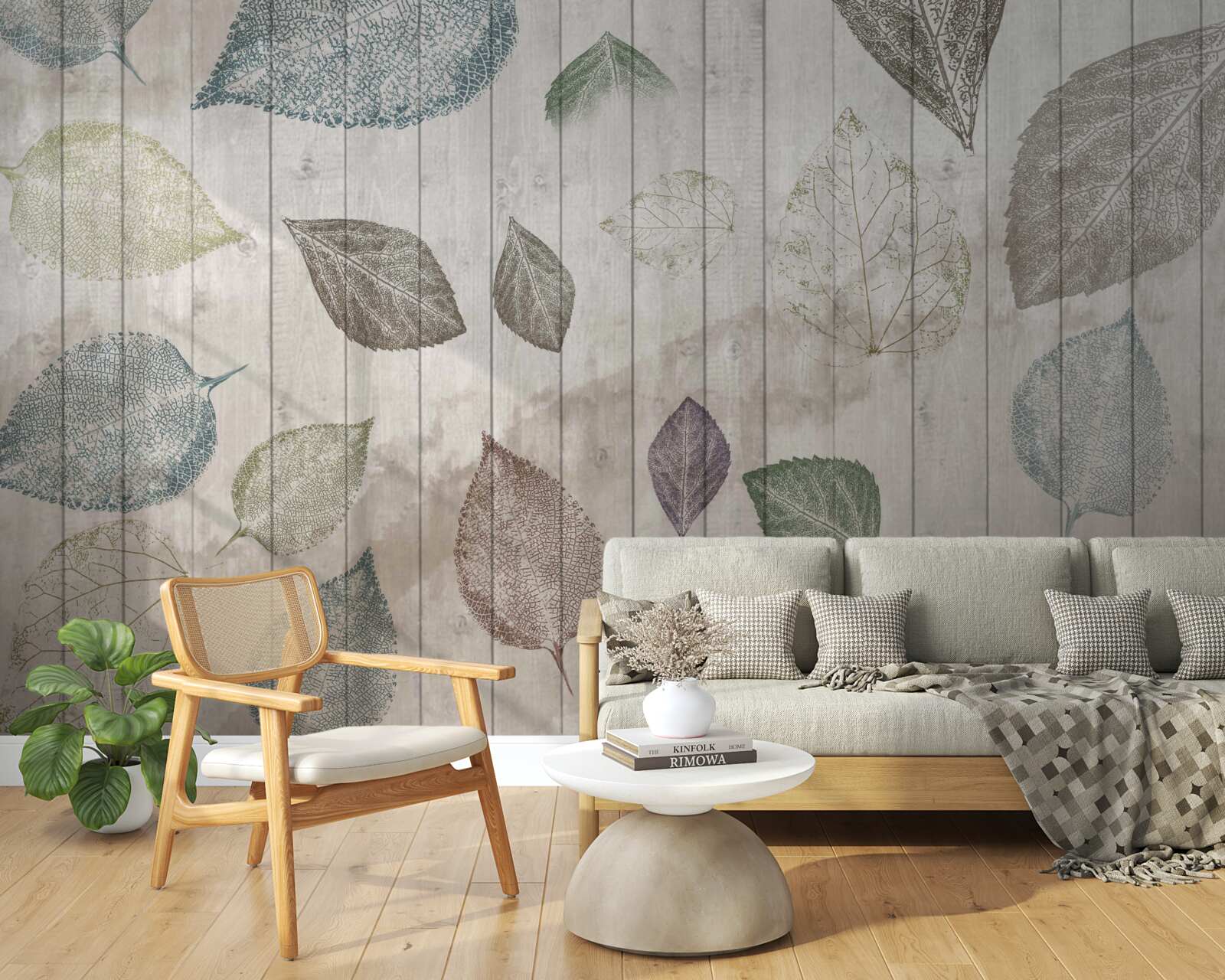 Fotobehang aquarel sporen van de herfst