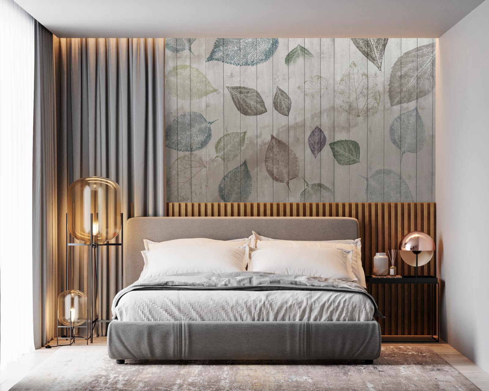 Fotobehang aquarel sporen van de herfst