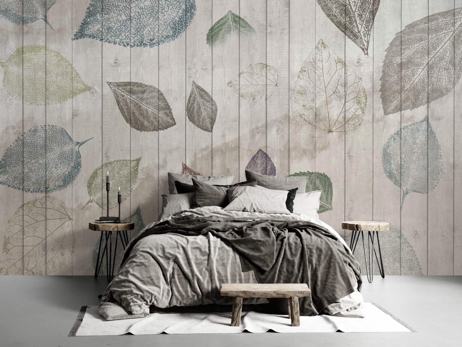 Fotobehang aquarel sporen van de herfst