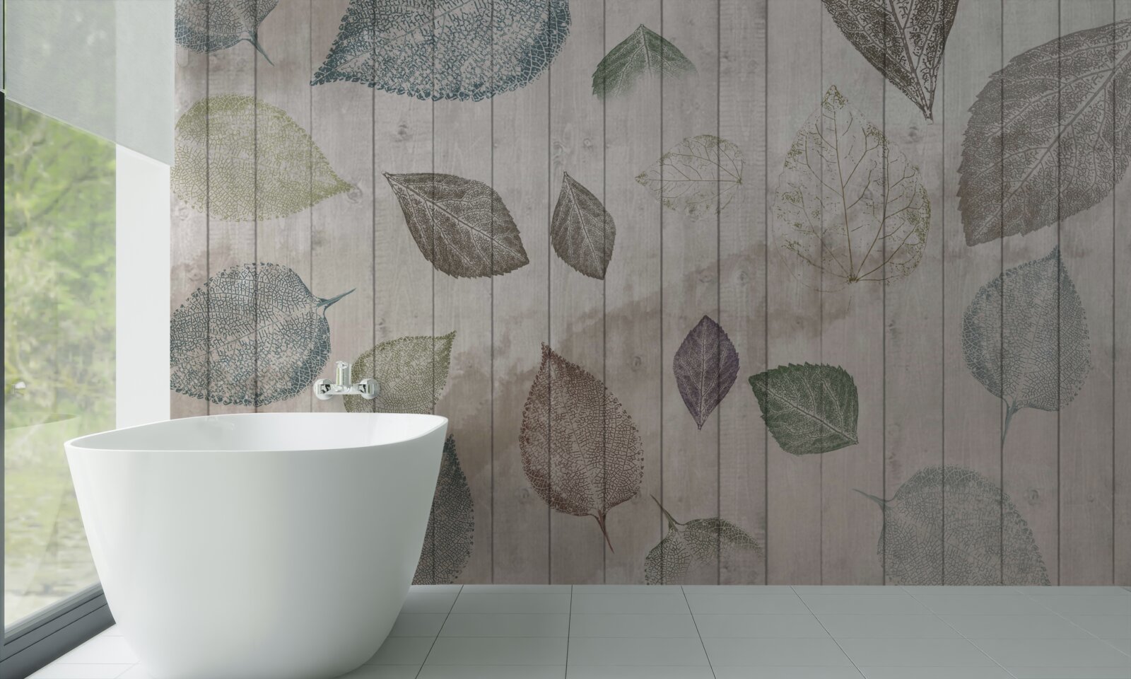 Fotobehang aquarel sporen van de herfst