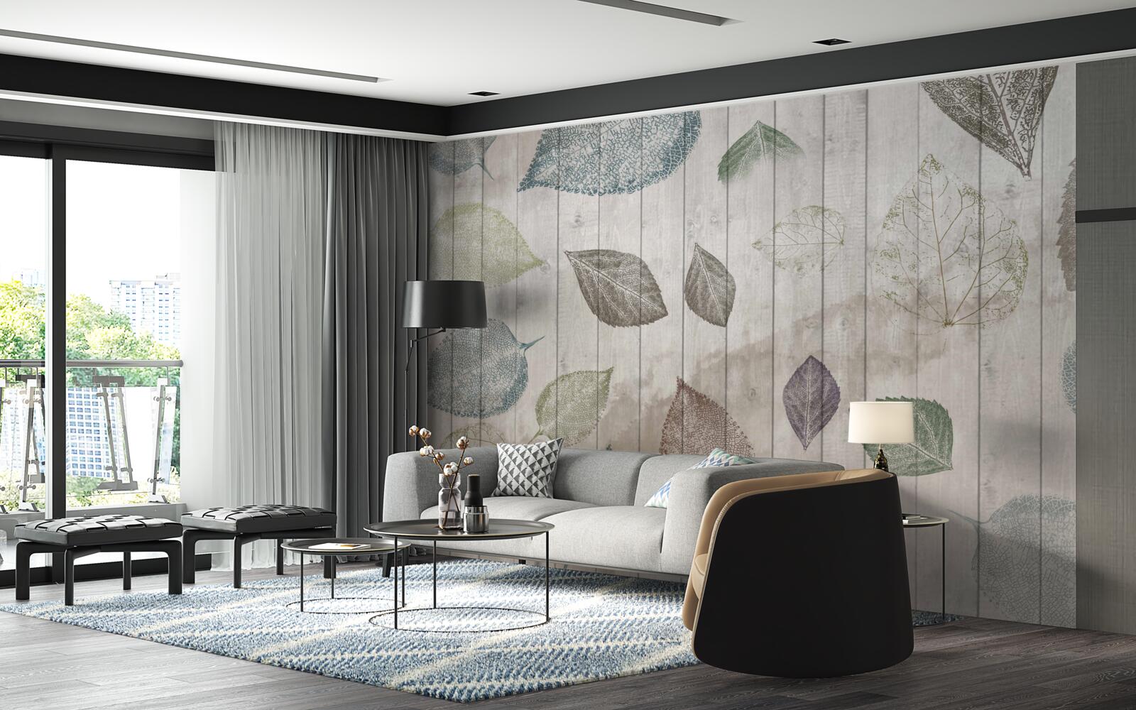 Fotobehang aquarel sporen van de herfst