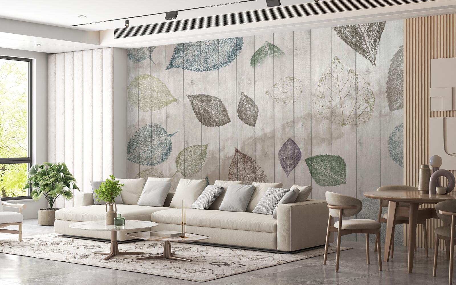 Fotobehang aquarel sporen van de herfst