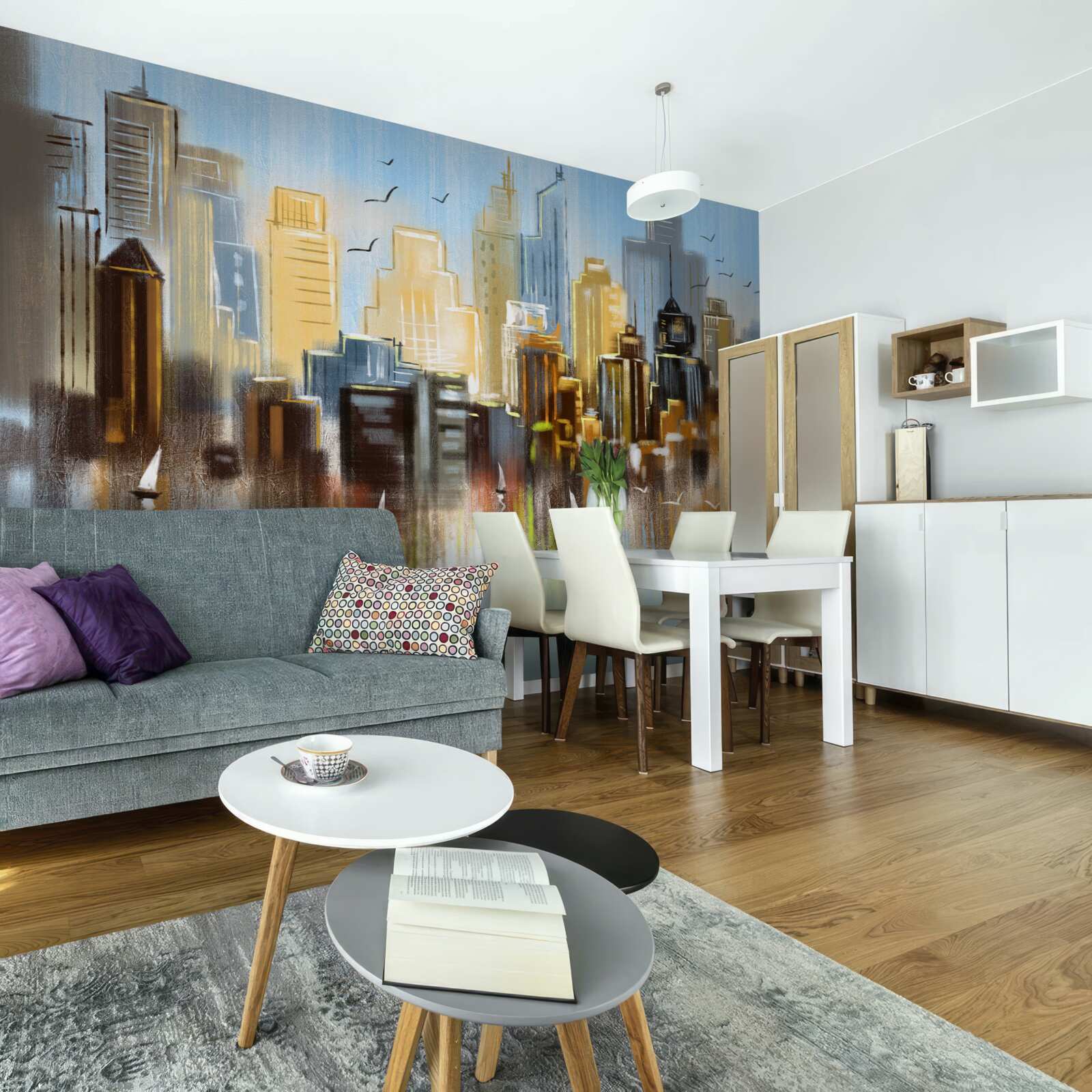 Fotobehang de wazige stad afgebeeld