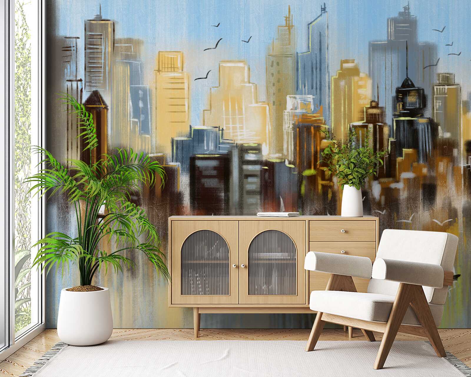 Fotobehang de wazige stad afgebeeld