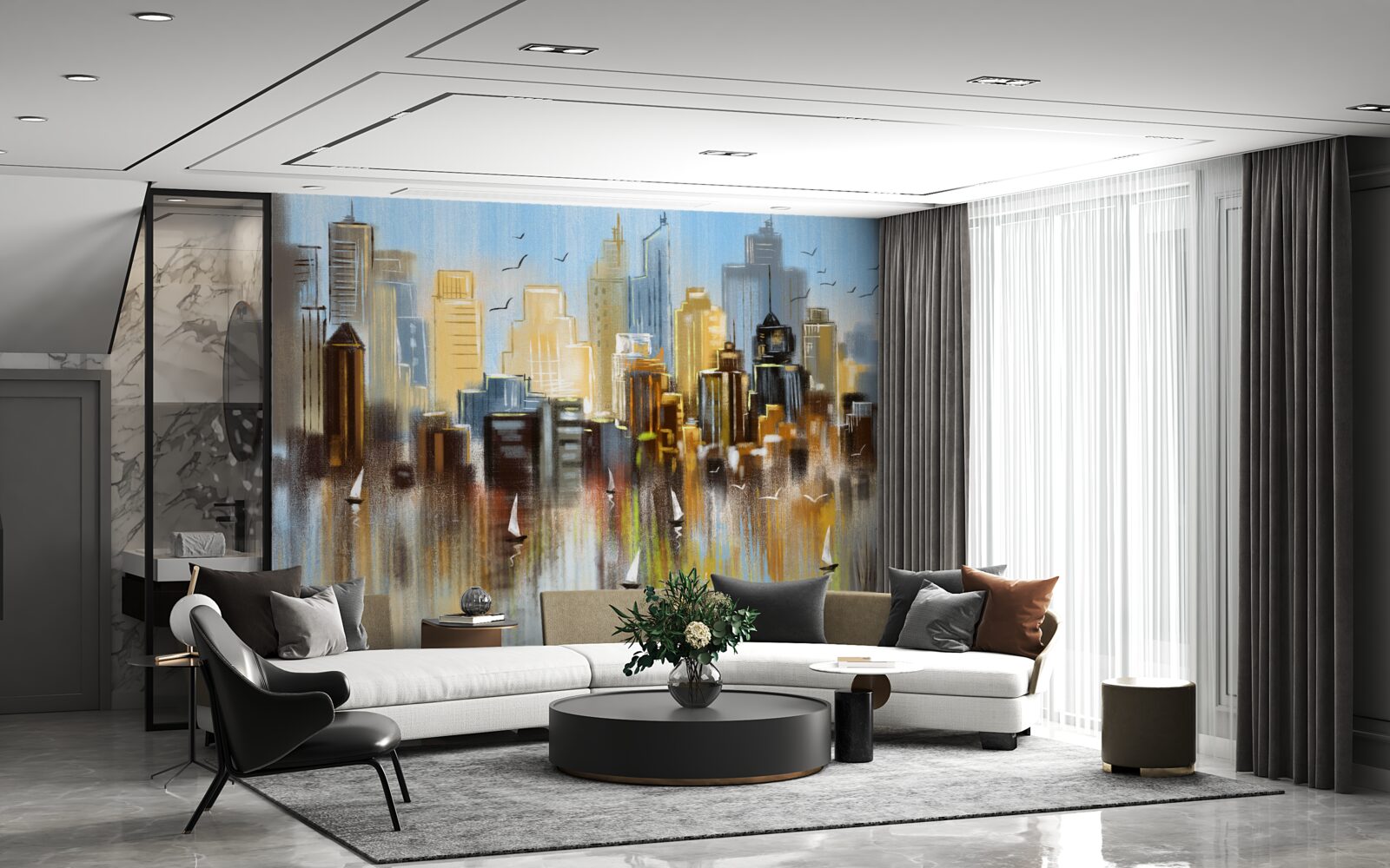 Fotobehang de wazige stad afgebeeld