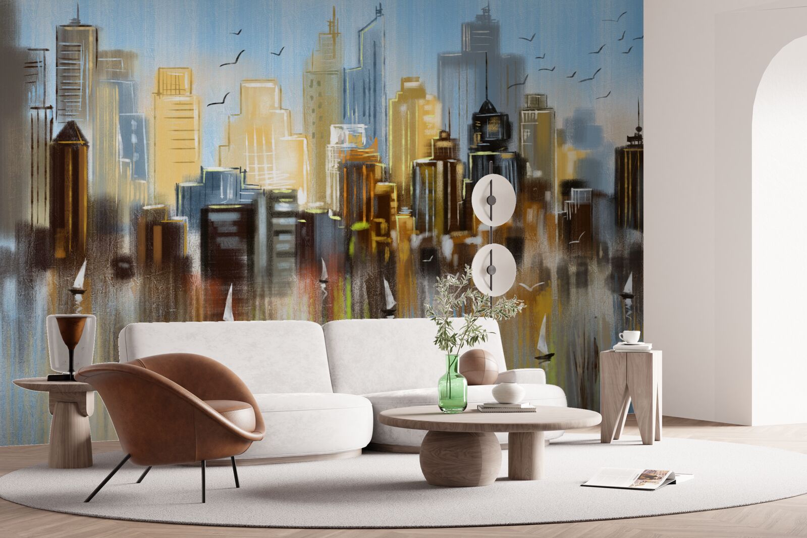 Fotobehang de wazige stad afgebeeld