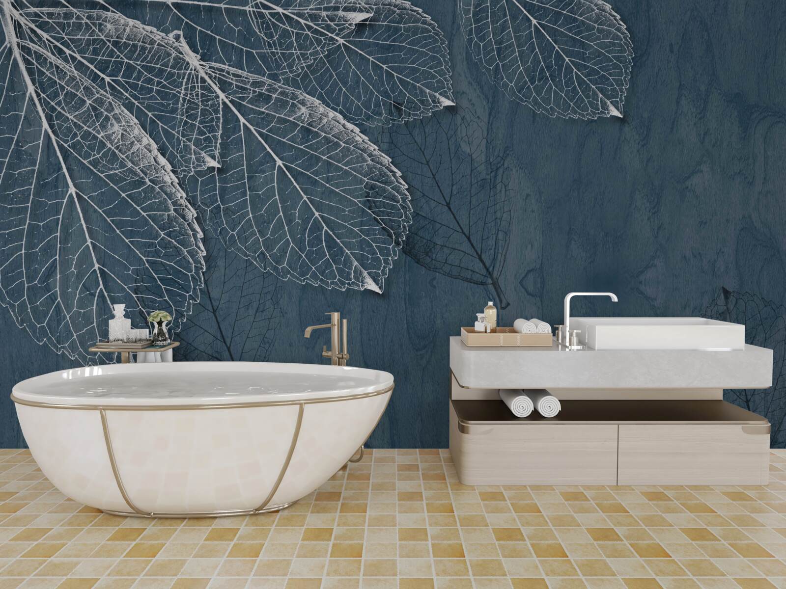 Fotobehang de bladeren zijn zo transparant als de vleugels van een vlinder