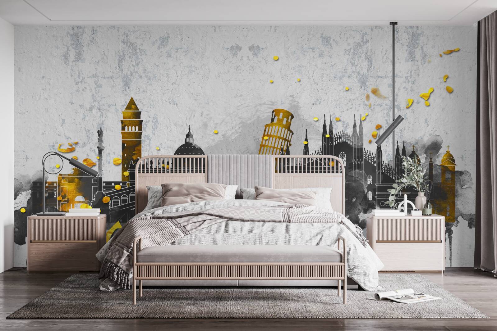 Fotobehang silhouetten van Romeinse monumenten, omgeven door duisternis