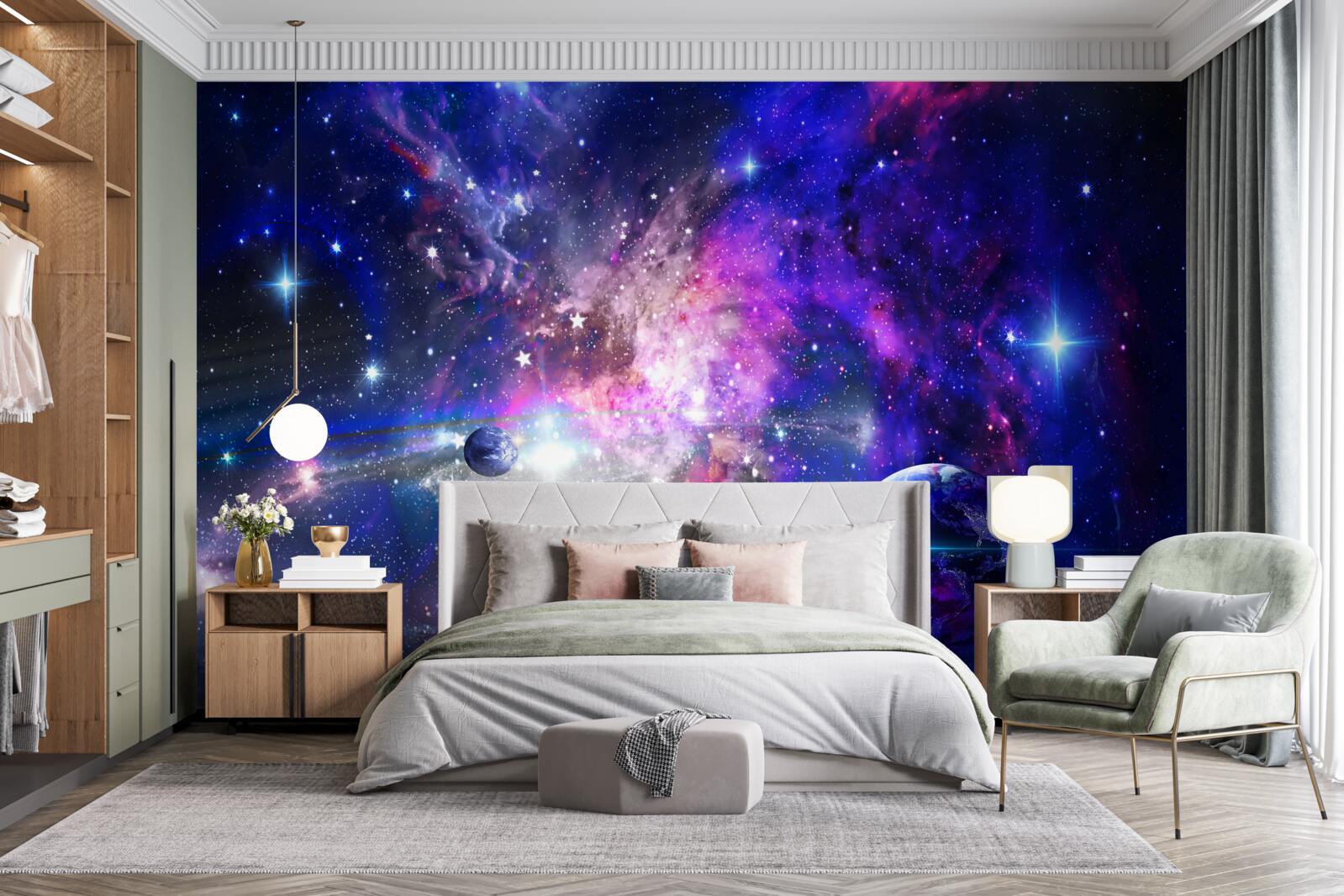Fotobehang planeten en sterrenstelsels