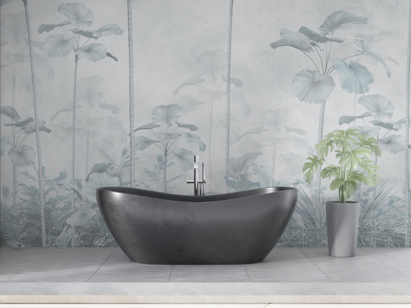 Fotobehang dichte mist in tropisch gebied