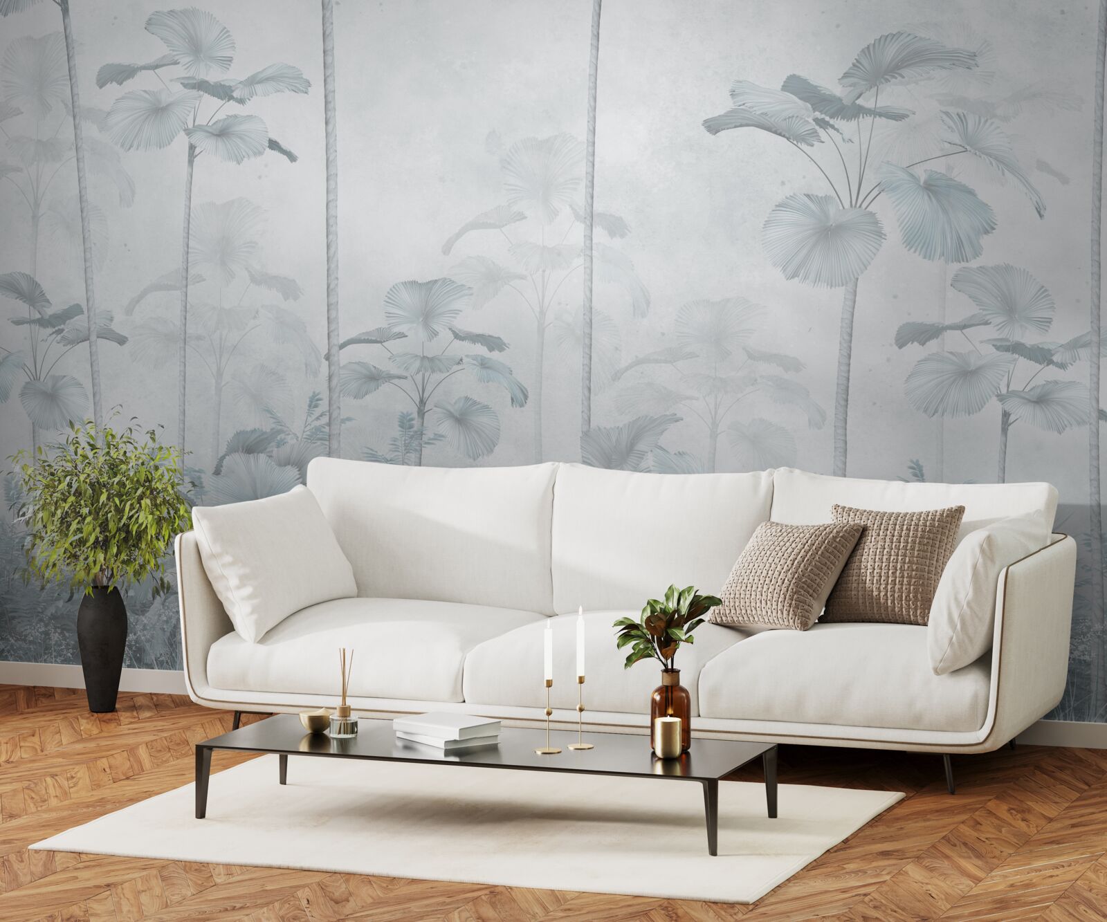 Fotobehang dichte mist in tropisch gebied