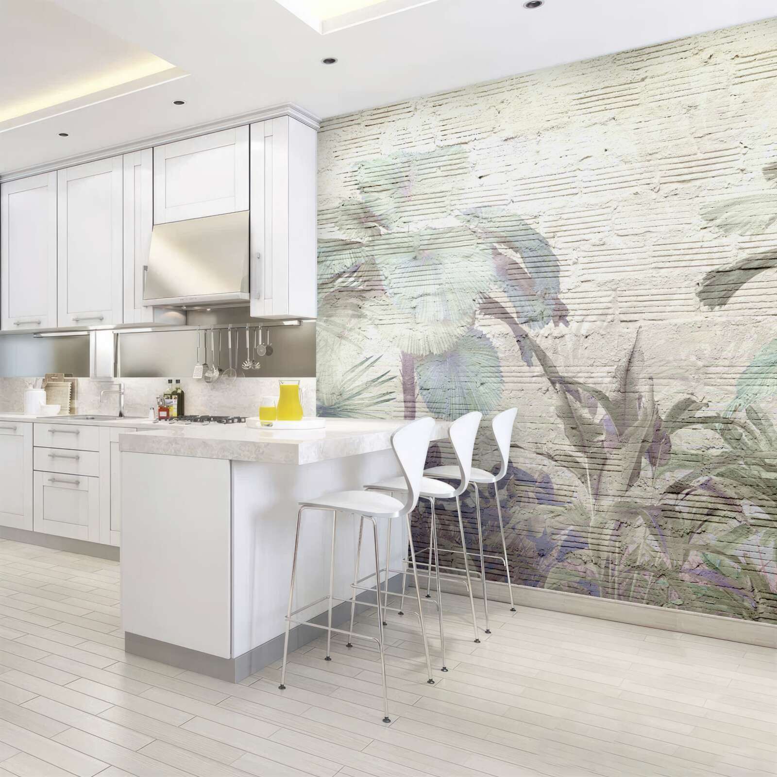 Fotobehang tropische planten blootgesteld aan sterke wind