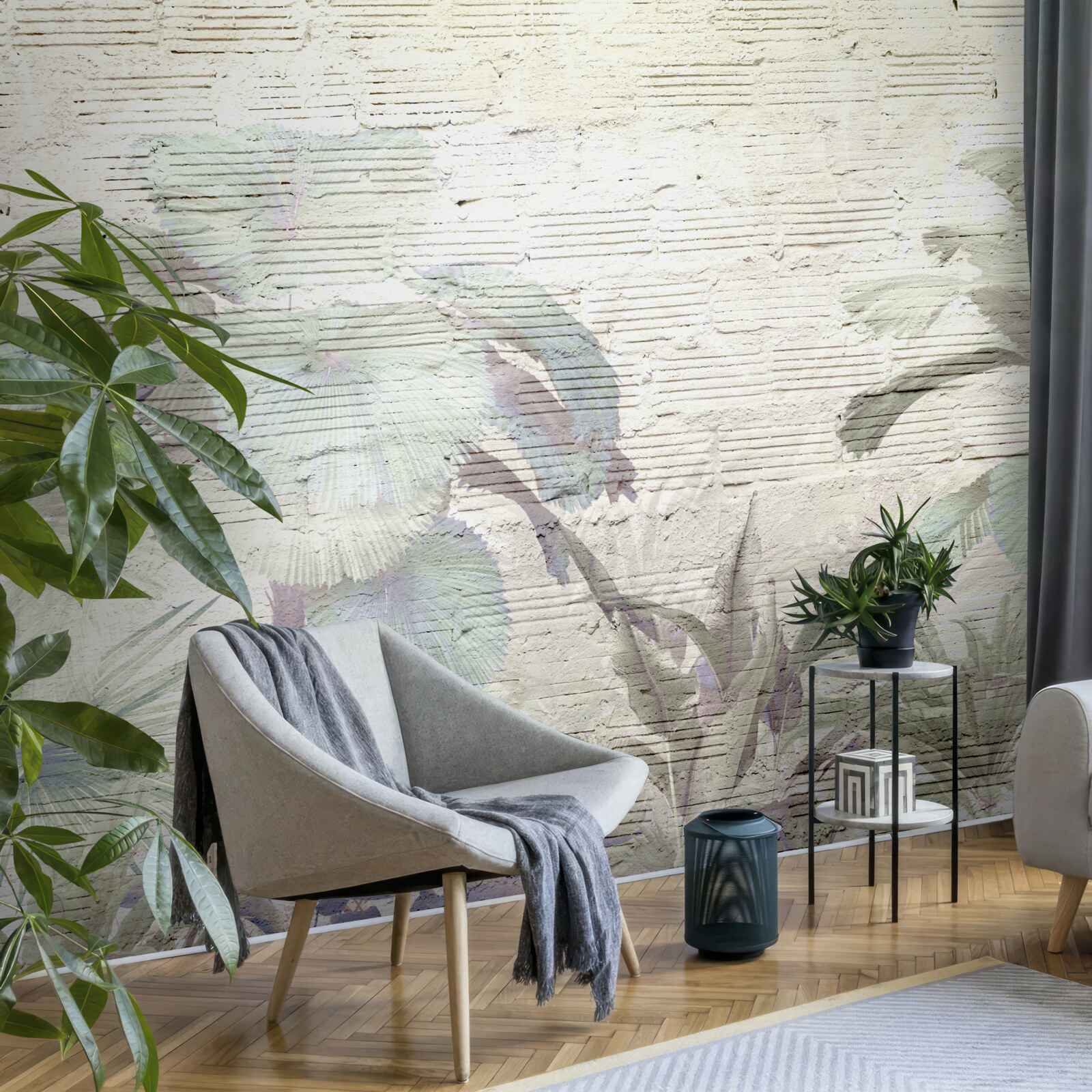 Fotobehang tropische planten blootgesteld aan sterke wind