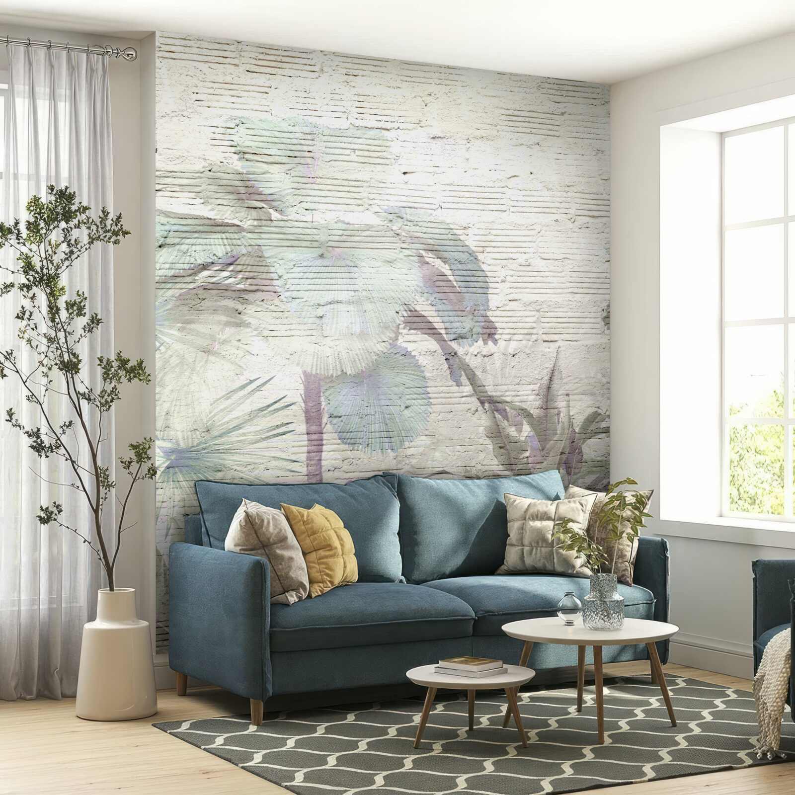 Fotobehang tropische planten blootgesteld aan sterke wind