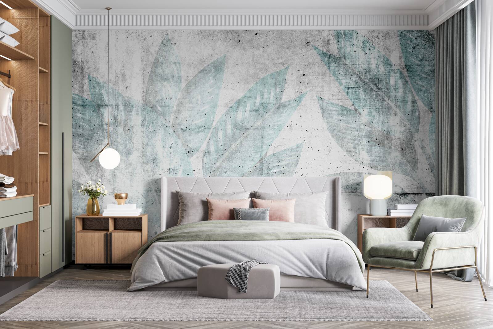 Fotobehang prints van grote herfstbladeren