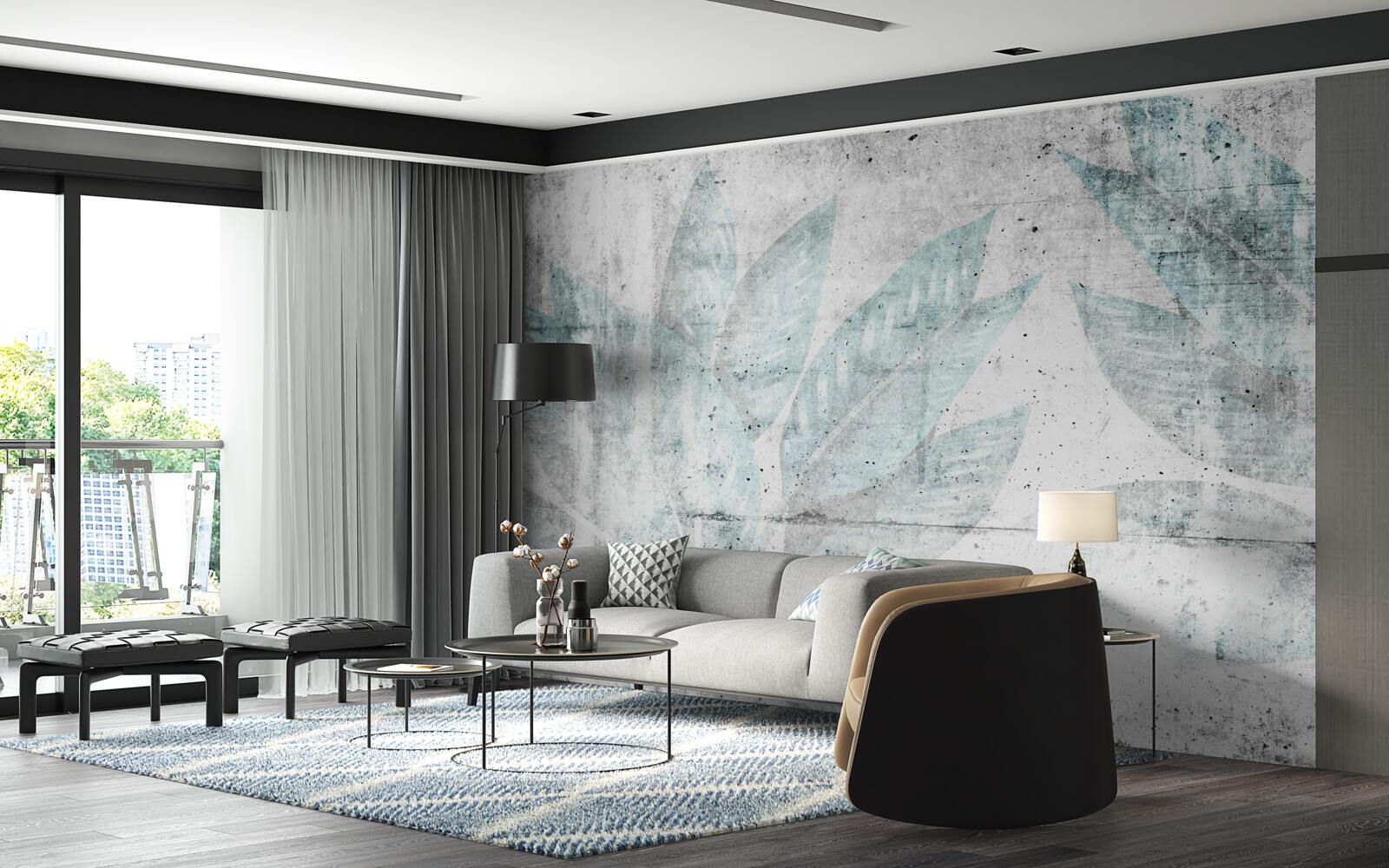 Fotobehang prints van grote herfstbladeren