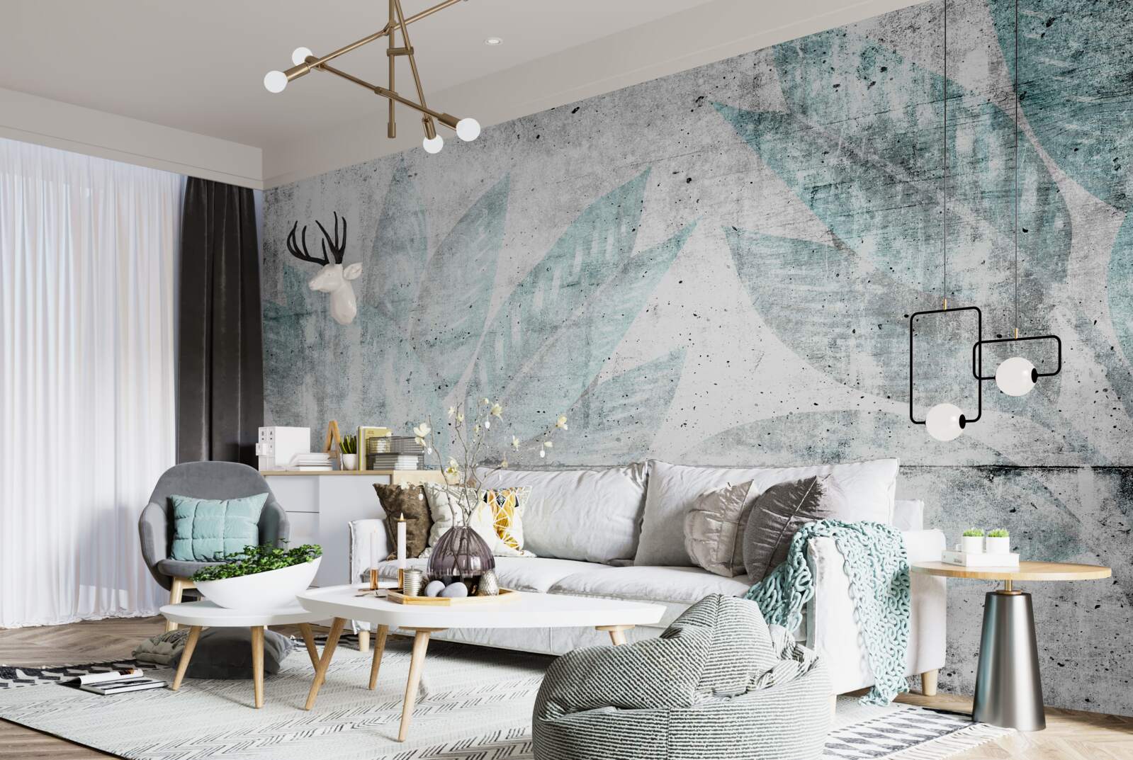 Fotobehang prints van grote herfstbladeren