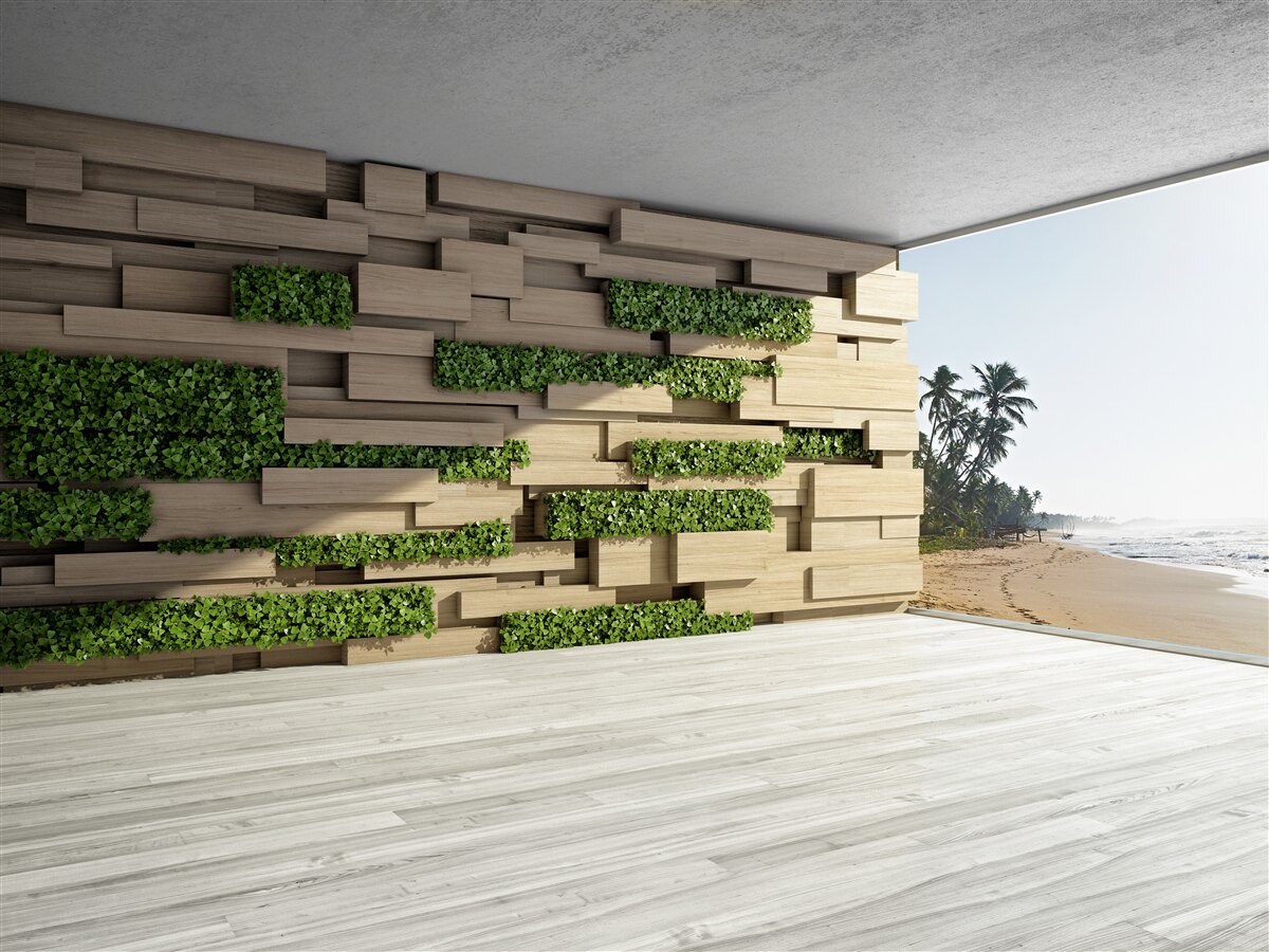 Fotobehang het strand veroveren, stenen muur