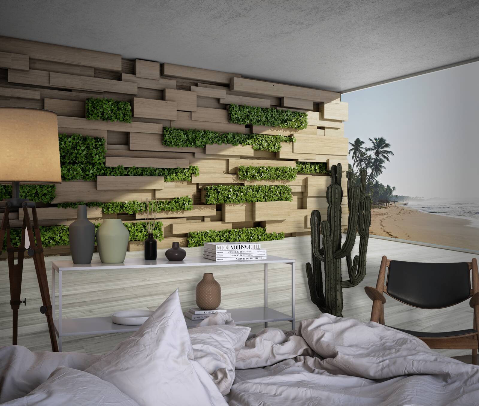 Fotobehang het strand veroveren, stenen muur