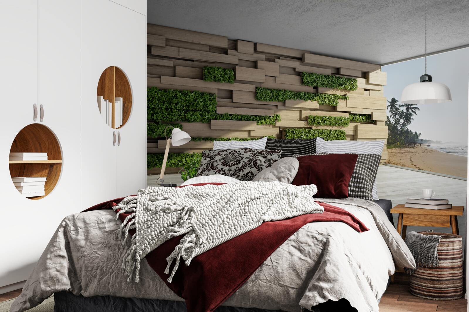 Fotobehang het strand veroveren, stenen muur