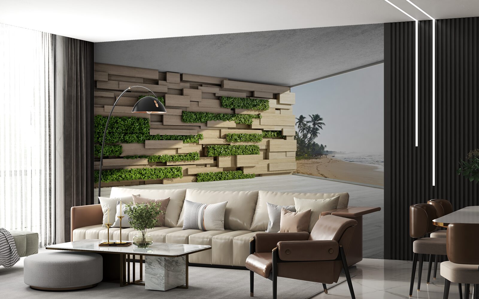 Fotobehang het strand veroveren, stenen muur