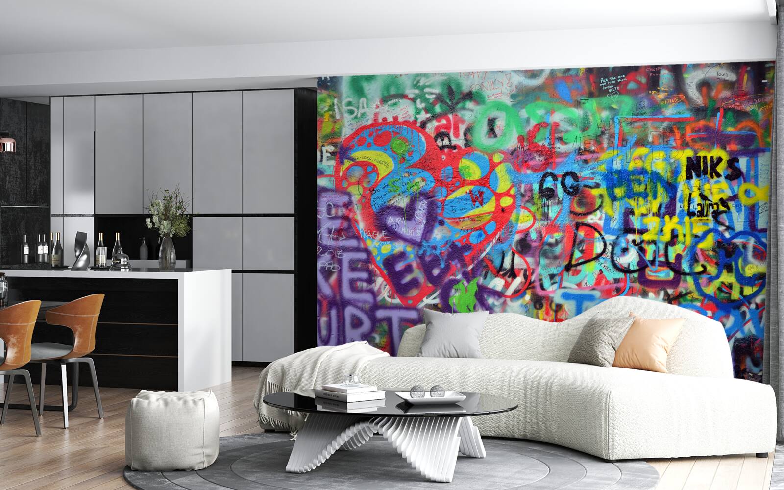 Fotobehang graffiti op een muur