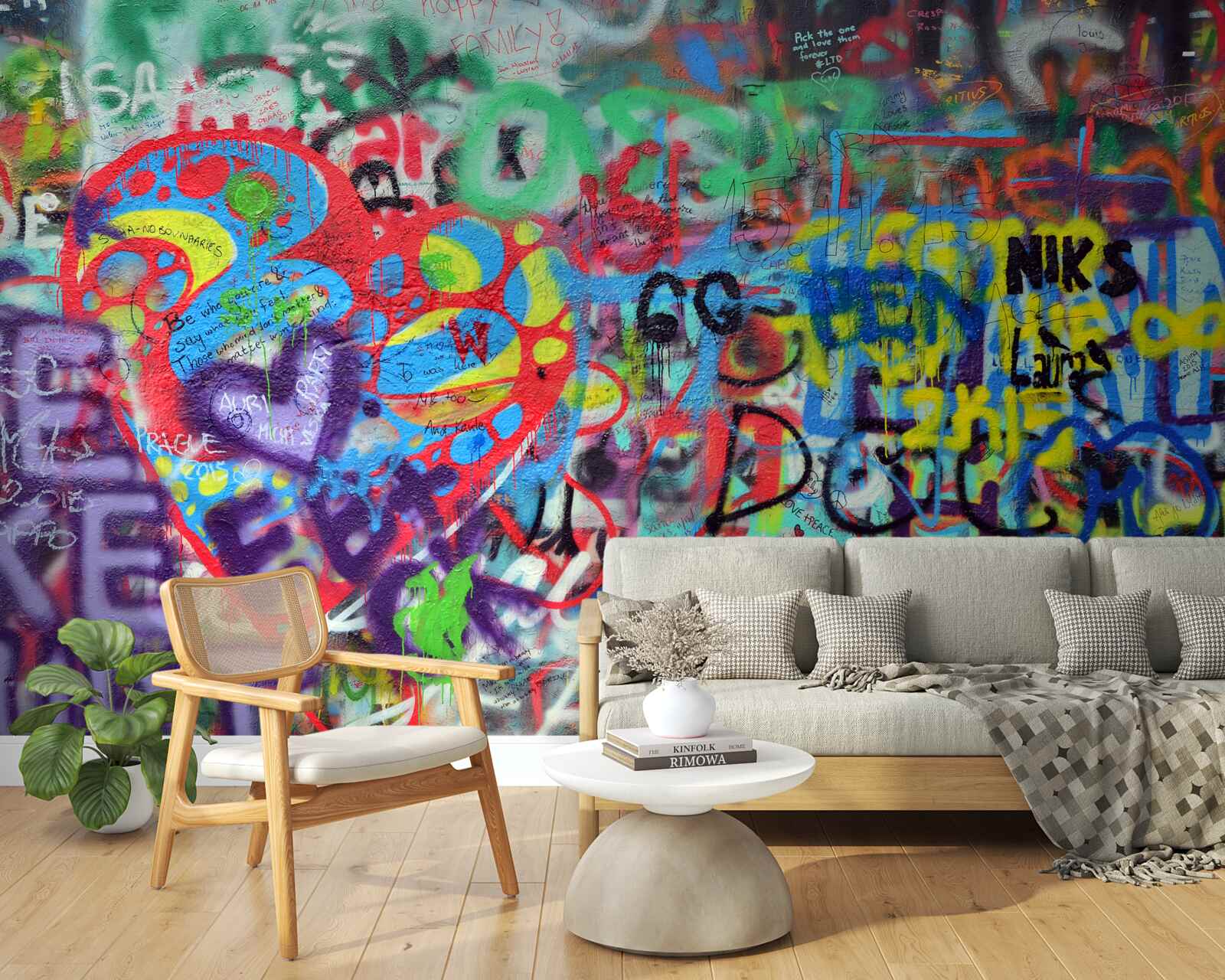 Fotobehang graffiti op een muur