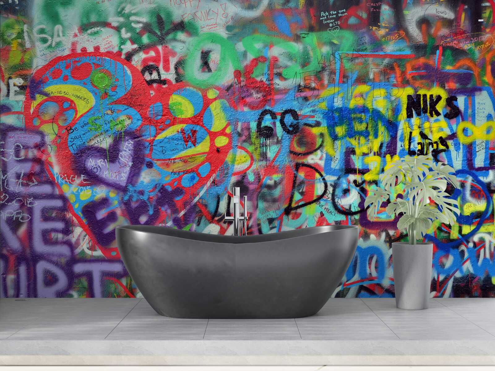 Fotobehang graffiti op een muur