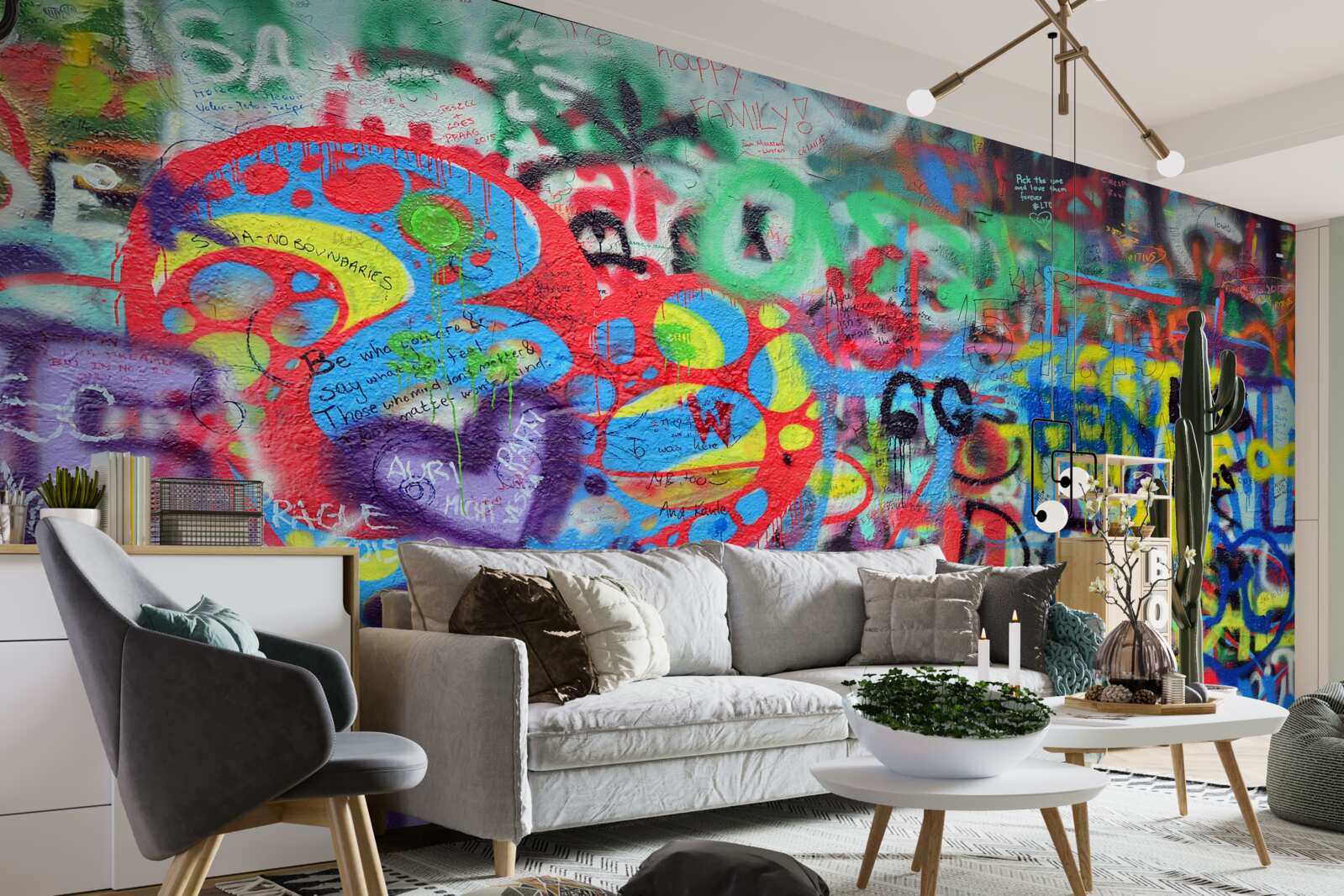 Fotobehang graffiti op een muur