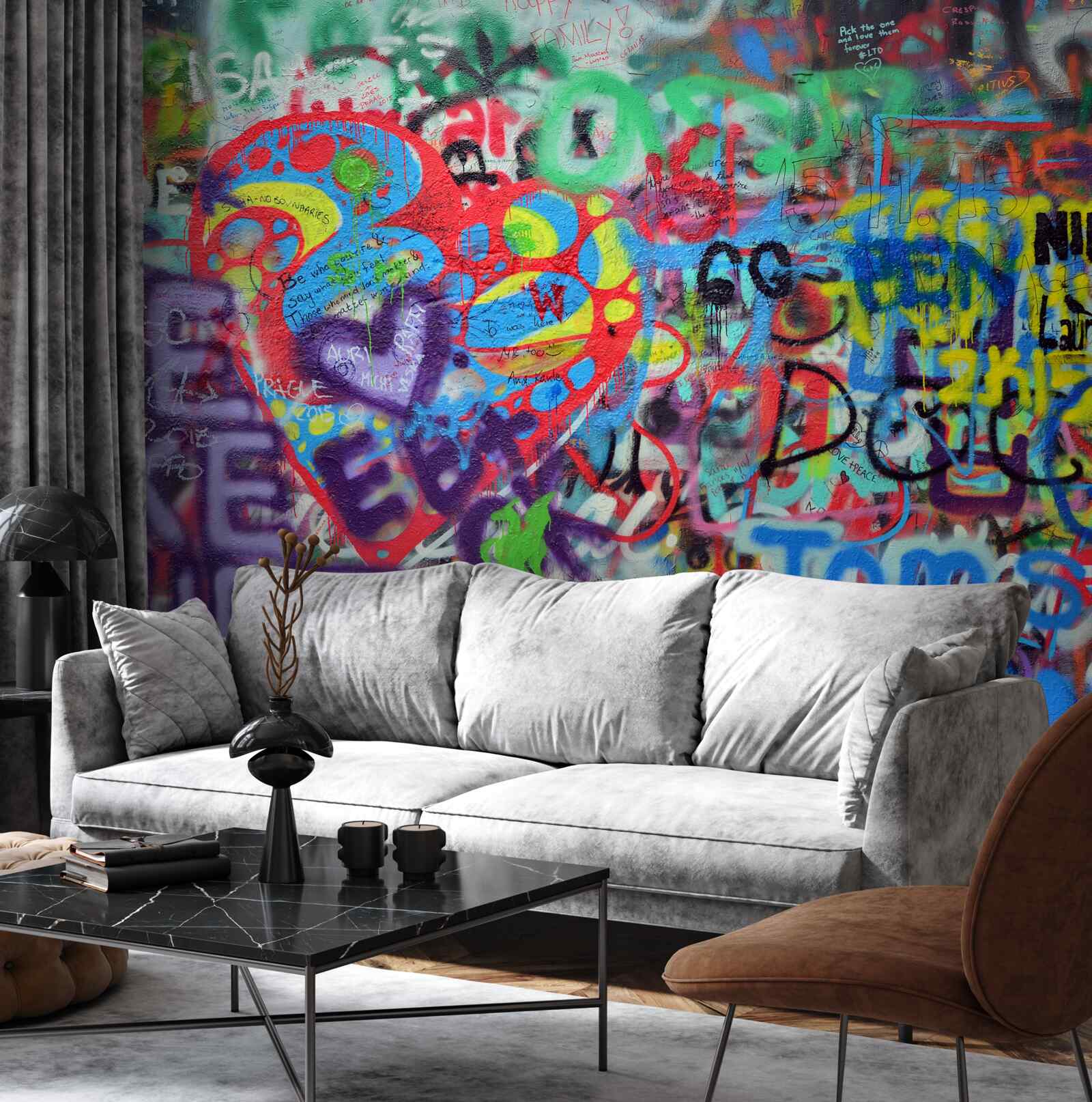 Fotobehang graffiti op een muur