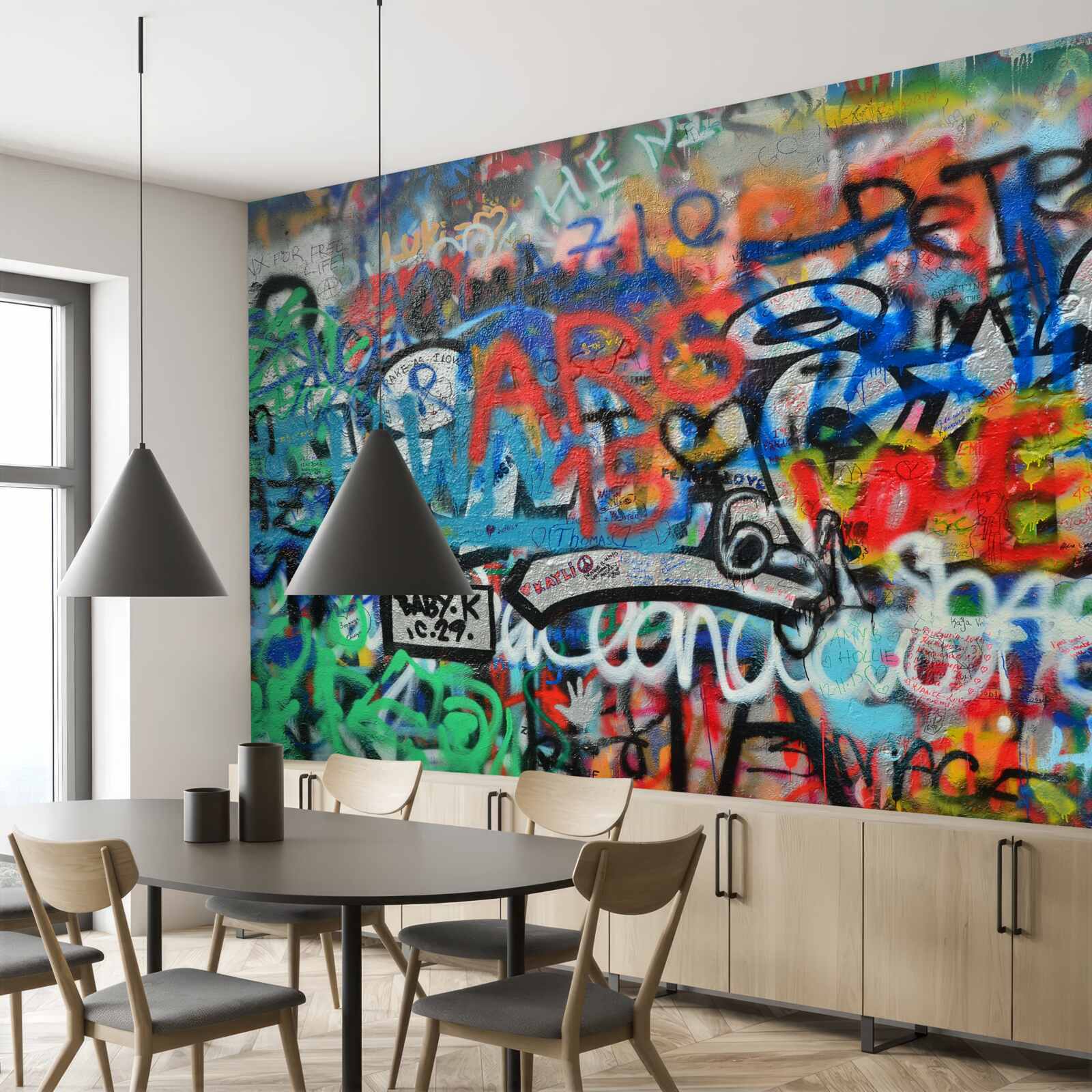 Fotobehang Muur versierd met graffiti