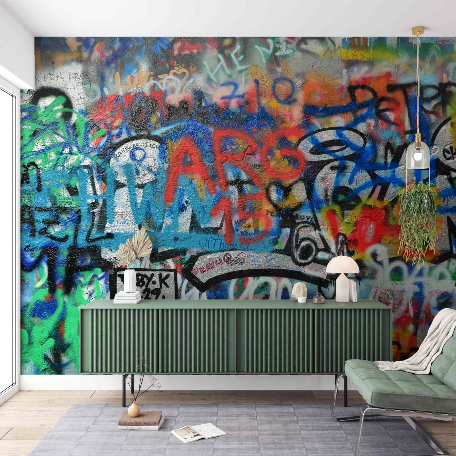 Fotobehang Muur versierd met graffiti