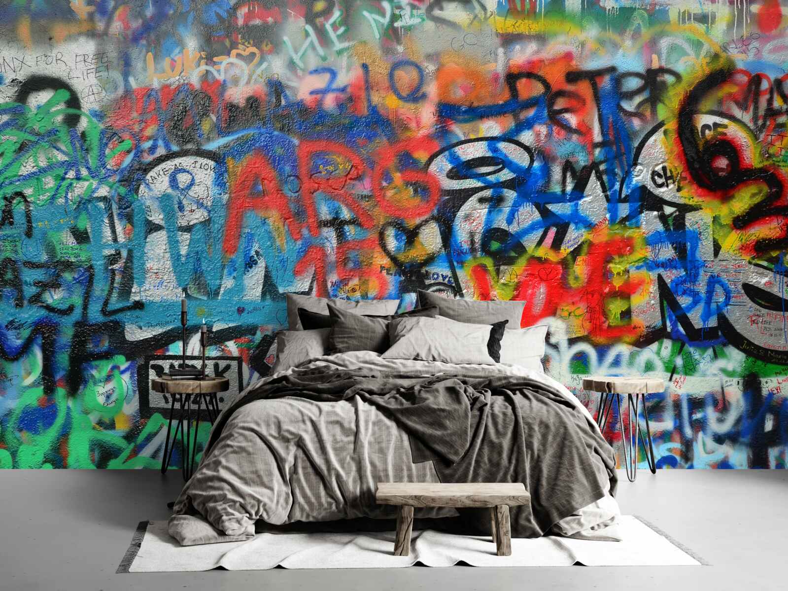 Fotobehang Muur versierd met graffiti