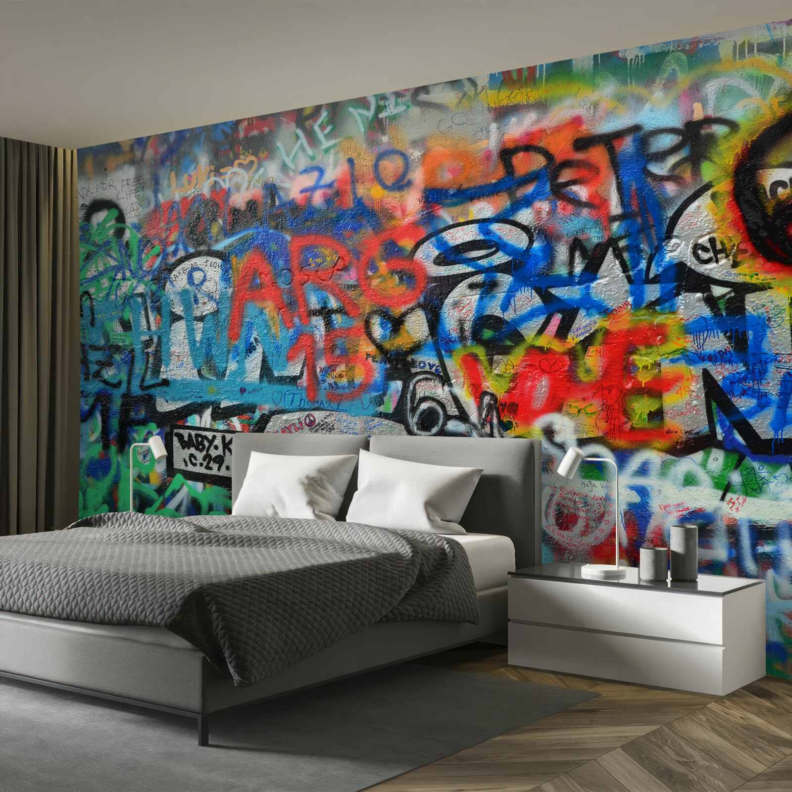 Fotobehang Muur versierd met graffiti