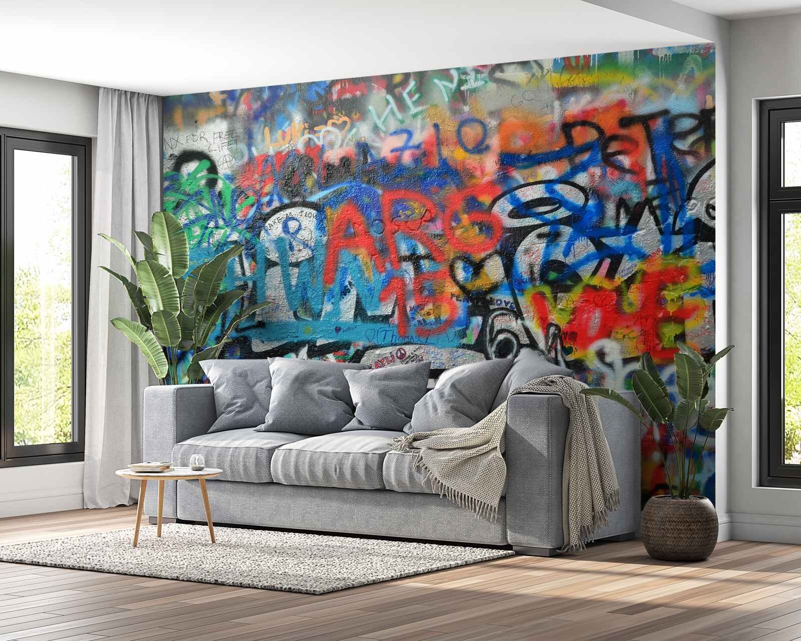 Fotobehang Muur versierd met graffiti