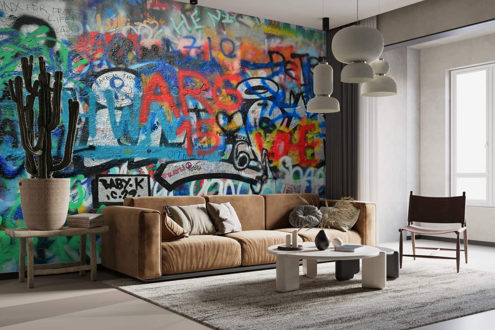 Fotobehang Muur versierd met graffiti