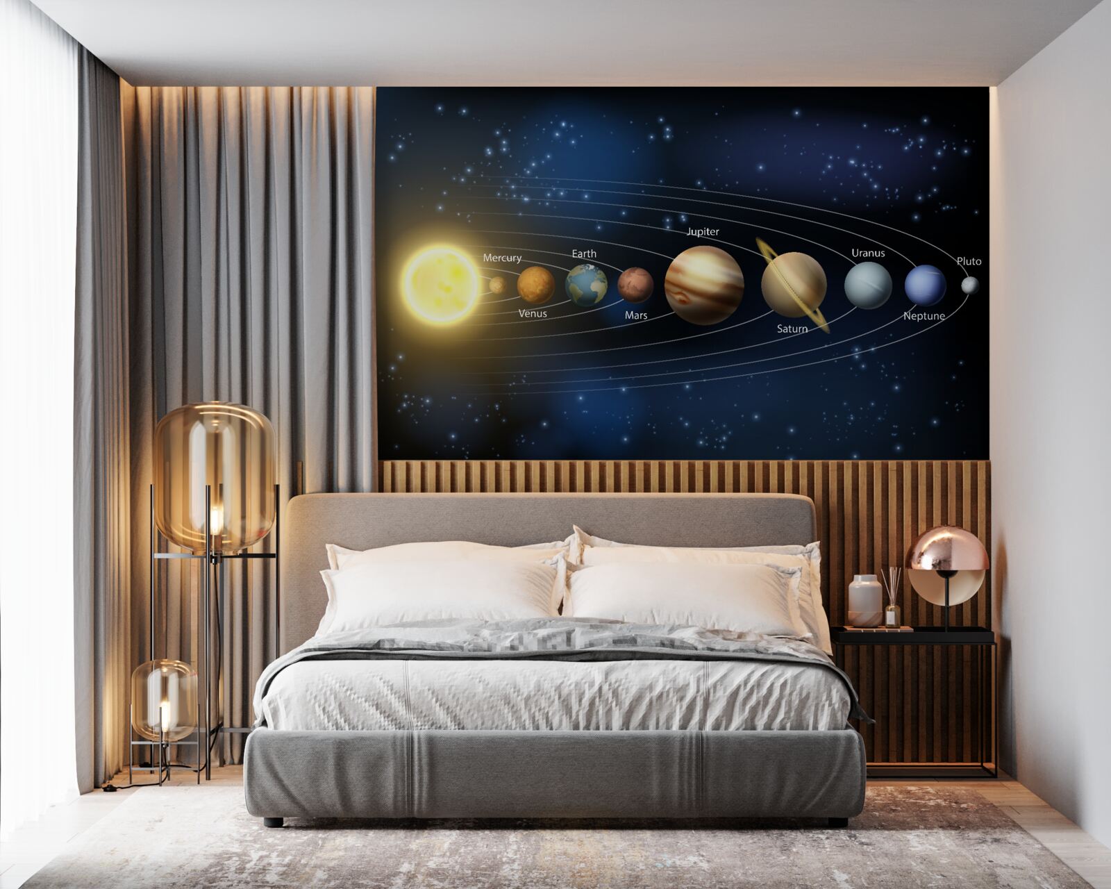 Fotobehang de volgorde van rotatie van de planeten rond ons melkwegstelsel